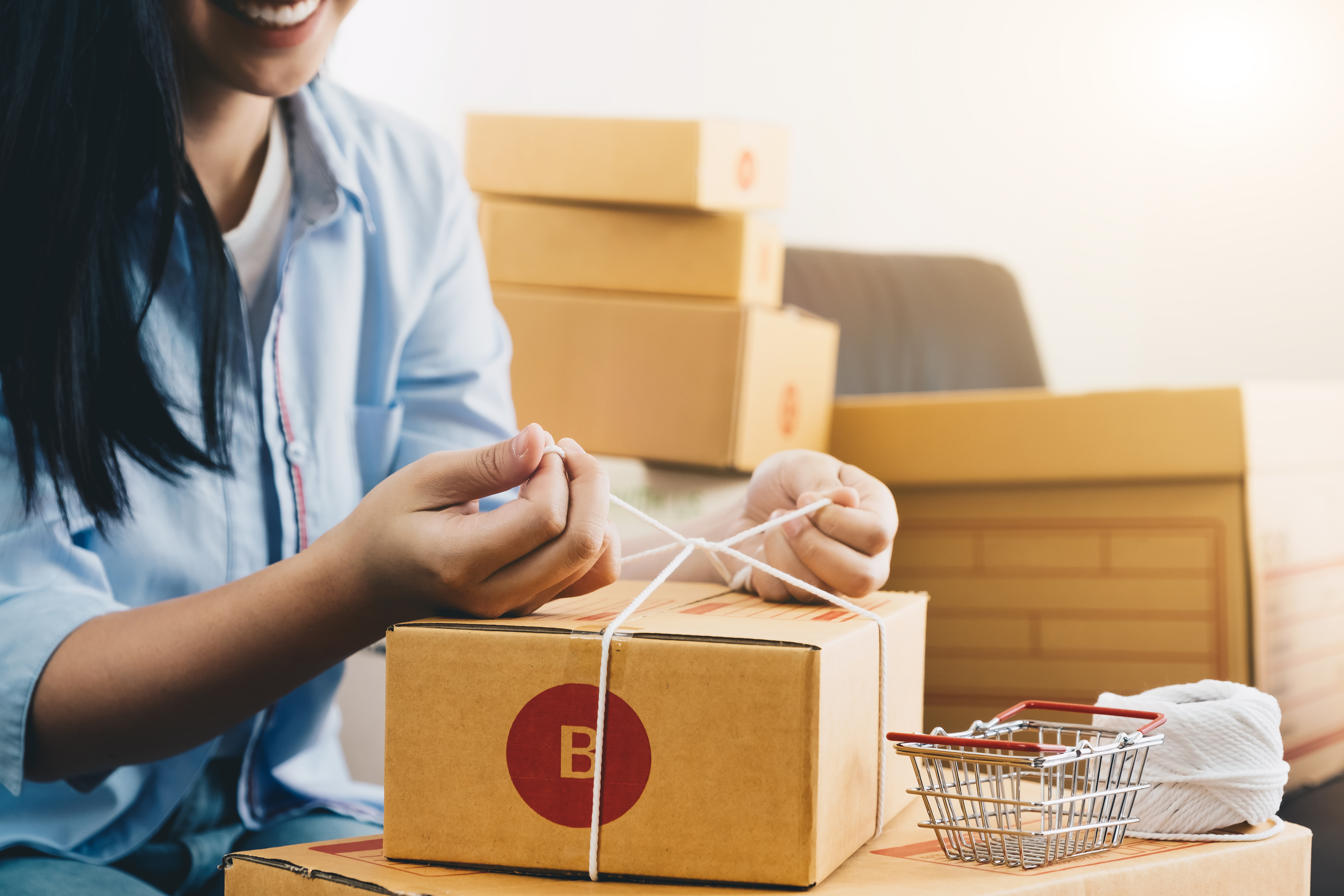 woman packing box